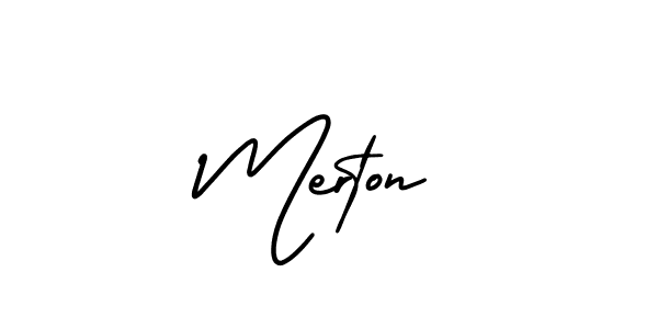 Merton stylish signature style. Best Handwritten Sign (AmerikaSignatureDemo-Regular) for my name. Handwritten Signature Collection Ideas for my name Merton. Merton signature style 3 images and pictures png