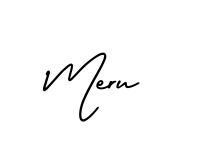 Design your own signature with our free online signature maker. With this signature software, you can create a handwritten (AmerikaSignatureDemo-Regular) signature for name Meru. Meru signature style 3 images and pictures png