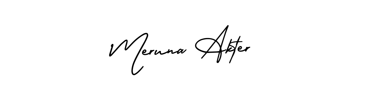 if you are searching for the best signature style for your name Meruna Akter. so please give up your signature search. here we have designed multiple signature styles  using AmerikaSignatureDemo-Regular. Meruna Akter signature style 3 images and pictures png