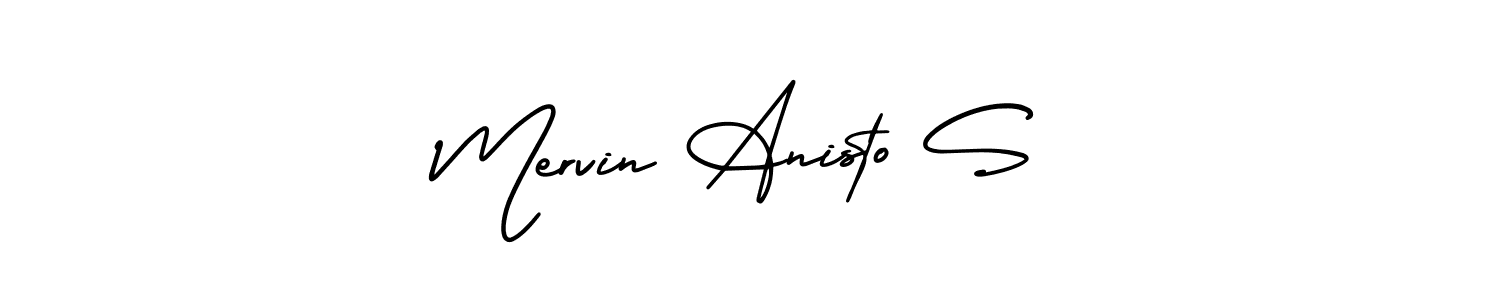 It looks lik you need a new signature style for name Mervin Anisto S. Design unique handwritten (AmerikaSignatureDemo-Regular) signature with our free signature maker in just a few clicks. Mervin Anisto S signature style 3 images and pictures png