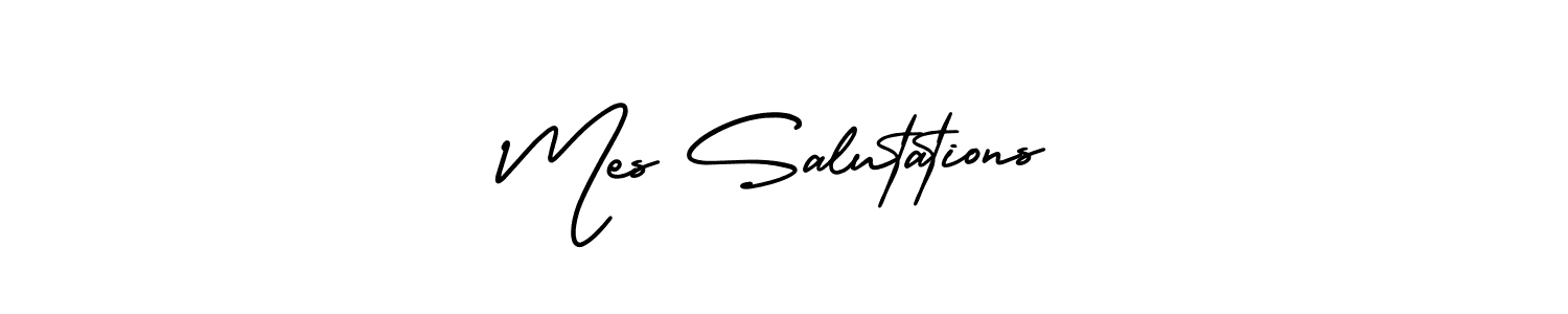 The best way (AmerikaSignatureDemo-Regular) to make a short signature is to pick only two or three words in your name. The name Mes Salutations include a total of six letters. For converting this name. Mes Salutations signature style 3 images and pictures png
