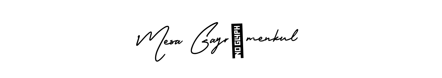 The best way (AmerikaSignatureDemo-Regular) to make a short signature is to pick only two or three words in your name. The name Mesa Gayrşmenkul include a total of six letters. For converting this name. Mesa Gayrşmenkul signature style 3 images and pictures png