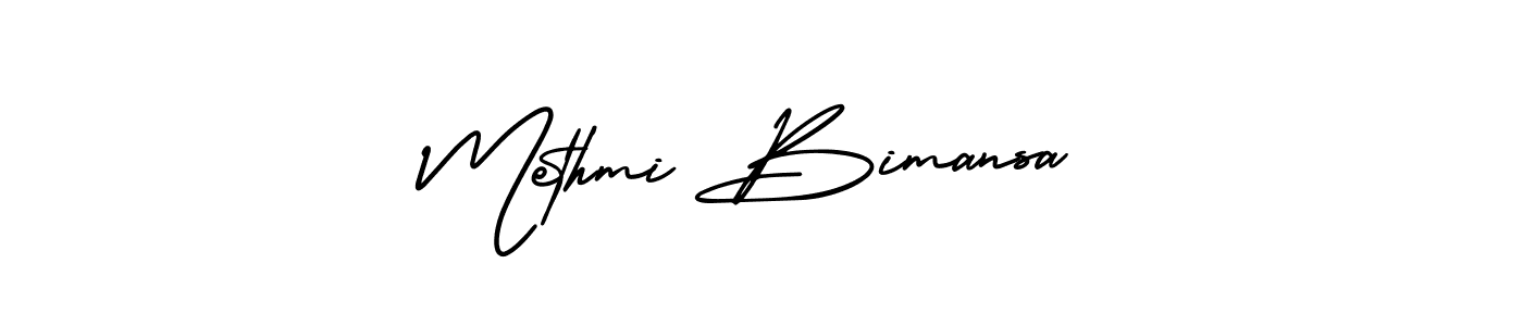 Methmi Bimansa stylish signature style. Best Handwritten Sign (AmerikaSignatureDemo-Regular) for my name. Handwritten Signature Collection Ideas for my name Methmi Bimansa. Methmi Bimansa signature style 3 images and pictures png