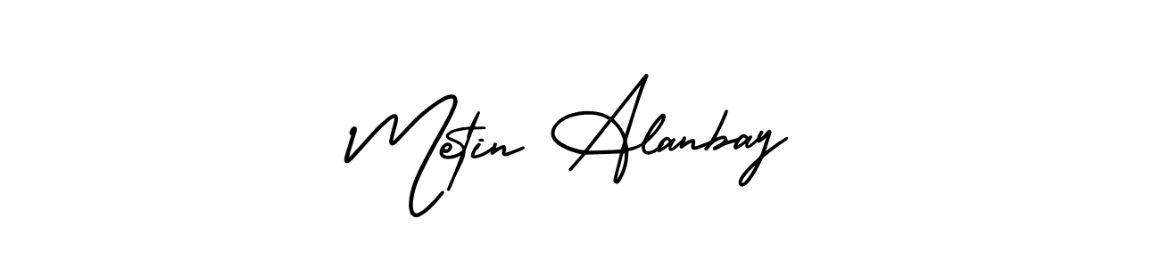 Metin Alanbay stylish signature style. Best Handwritten Sign (AmerikaSignatureDemo-Regular) for my name. Handwritten Signature Collection Ideas for my name Metin Alanbay. Metin Alanbay signature style 3 images and pictures png