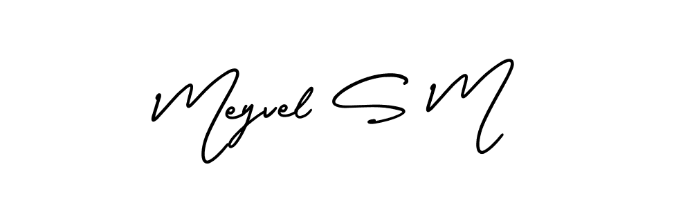 It looks lik you need a new signature style for name Meyvel S M. Design unique handwritten (AmerikaSignatureDemo-Regular) signature with our free signature maker in just a few clicks. Meyvel S M signature style 3 images and pictures png