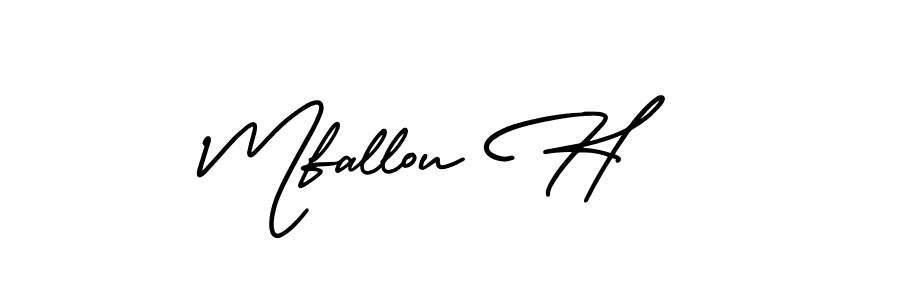 How to make Mfallou H name signature. Use AmerikaSignatureDemo-Regular style for creating short signs online. This is the latest handwritten sign. Mfallou H signature style 3 images and pictures png