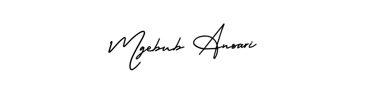 Similarly AmerikaSignatureDemo-Regular is the best handwritten signature design. Signature creator online .You can use it as an online autograph creator for name Mgebub Ansari. Mgebub Ansari signature style 3 images and pictures png