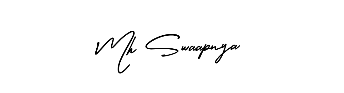 You should practise on your own different ways (AmerikaSignatureDemo-Regular) to write your name (Mh Swaapnya) in signature. don't let someone else do it for you. Mh Swaapnya signature style 3 images and pictures png