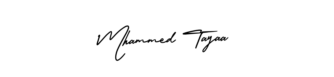 The best way (AmerikaSignatureDemo-Regular) to make a short signature is to pick only two or three words in your name. The name Mhammed Tayaa include a total of six letters. For converting this name. Mhammed Tayaa signature style 3 images and pictures png