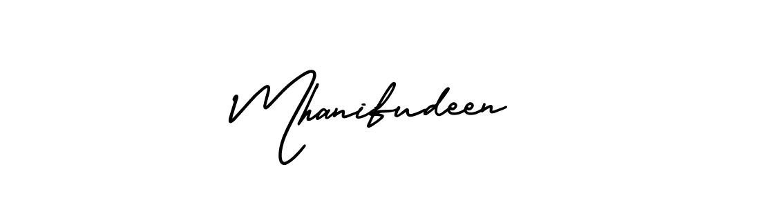 Mhanifudeen stylish signature style. Best Handwritten Sign (AmerikaSignatureDemo-Regular) for my name. Handwritten Signature Collection Ideas for my name Mhanifudeen. Mhanifudeen signature style 3 images and pictures png