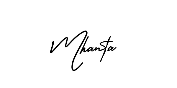 Use a signature maker to create a handwritten signature online. With this signature software, you can design (AmerikaSignatureDemo-Regular) your own signature for name Mhanta. Mhanta signature style 3 images and pictures png