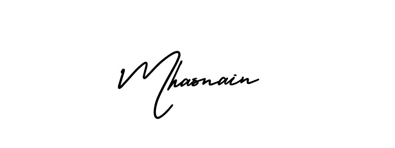 You should practise on your own different ways (AmerikaSignatureDemo-Regular) to write your name (Mhasnain) in signature. don't let someone else do it for you. Mhasnain signature style 3 images and pictures png