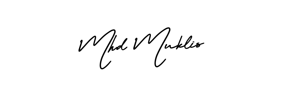 Design your own signature with our free online signature maker. With this signature software, you can create a handwritten (AmerikaSignatureDemo-Regular) signature for name Mhd Muklis. Mhd Muklis signature style 3 images and pictures png