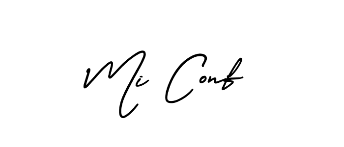 Use a signature maker to create a handwritten signature online. With this signature software, you can design (AmerikaSignatureDemo-Regular) your own signature for name Mi Conf. Mi Conf signature style 3 images and pictures png