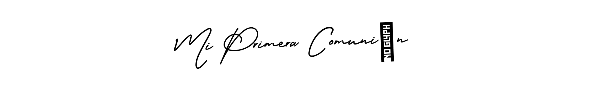 The best way (AmerikaSignatureDemo-Regular) to make a short signature is to pick only two or three words in your name. The name Mi Primera Comunión include a total of six letters. For converting this name. Mi Primera Comunión signature style 3 images and pictures png