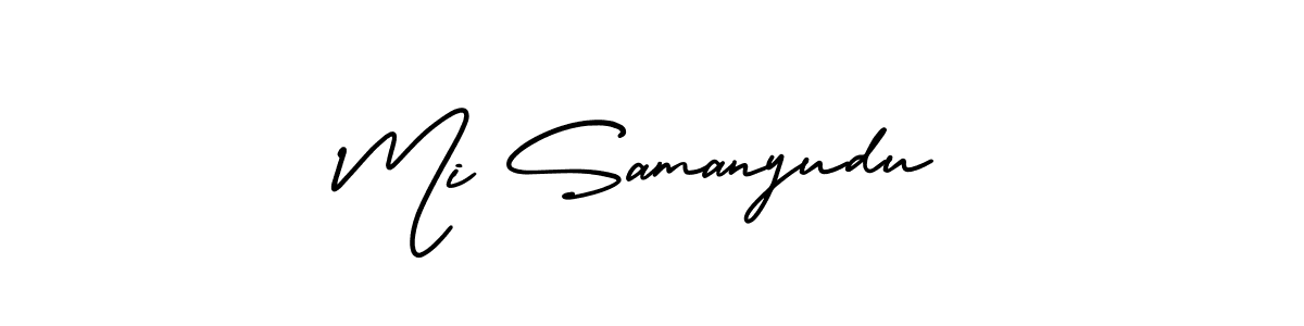 You should practise on your own different ways (AmerikaSignatureDemo-Regular) to write your name (Mi Samanyudu) in signature. don't let someone else do it for you. Mi Samanyudu signature style 3 images and pictures png