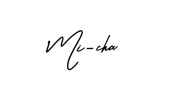 Make a beautiful signature design for name Mi-cha. With this signature (AmerikaSignatureDemo-Regular) style, you can create a handwritten signature for free. Mi-cha signature style 3 images and pictures png