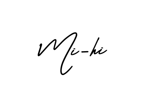 How to make Mi-hi name signature. Use AmerikaSignatureDemo-Regular style for creating short signs online. This is the latest handwritten sign. Mi-hi signature style 3 images and pictures png