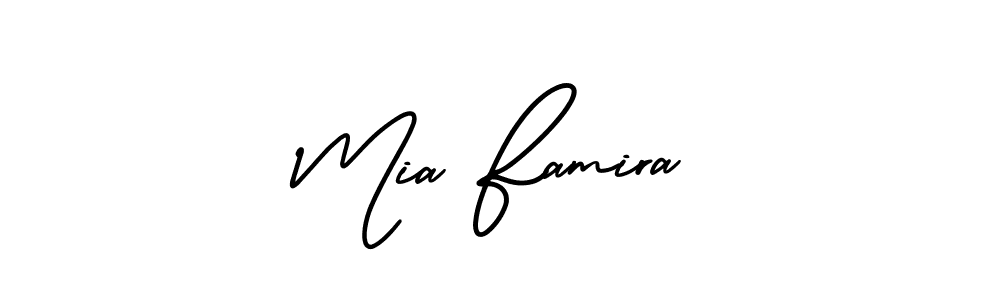 It looks lik you need a new signature style for name Mia Famira. Design unique handwritten (AmerikaSignatureDemo-Regular) signature with our free signature maker in just a few clicks. Mia Famira signature style 3 images and pictures png