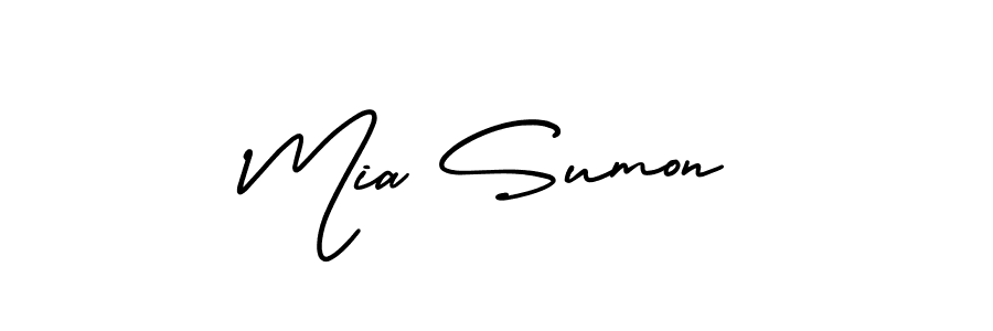 Make a short Mia Sumon signature style. Manage your documents anywhere anytime using AmerikaSignatureDemo-Regular. Create and add eSignatures, submit forms, share and send files easily. Mia Sumon signature style 3 images and pictures png