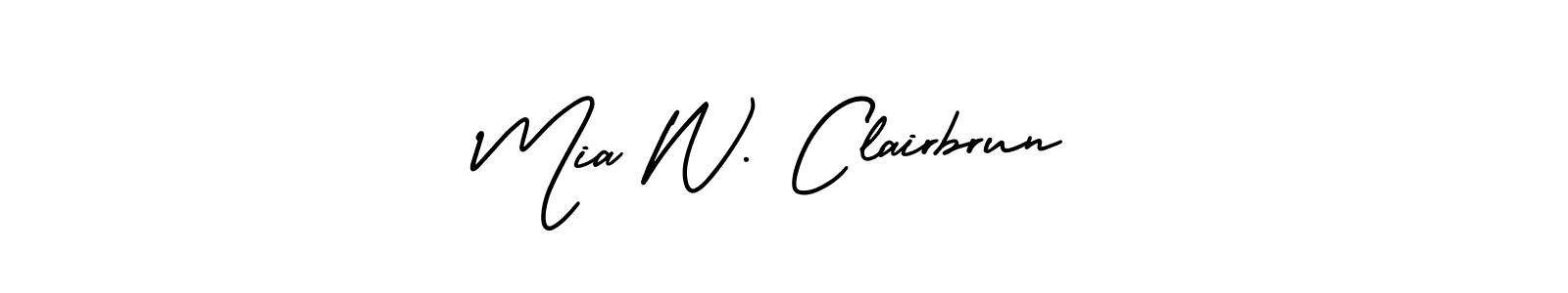 You should practise on your own different ways (AmerikaSignatureDemo-Regular) to write your name (Mia W. Clairbrun) in signature. don't let someone else do it for you. Mia W. Clairbrun signature style 3 images and pictures png