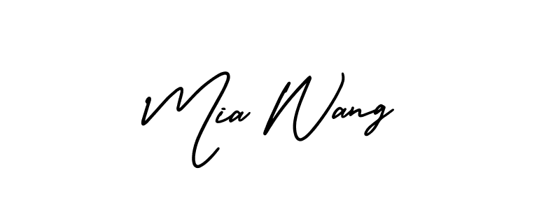 You should practise on your own different ways (AmerikaSignatureDemo-Regular) to write your name (Mia Wang) in signature. don't let someone else do it for you. Mia Wang signature style 3 images and pictures png