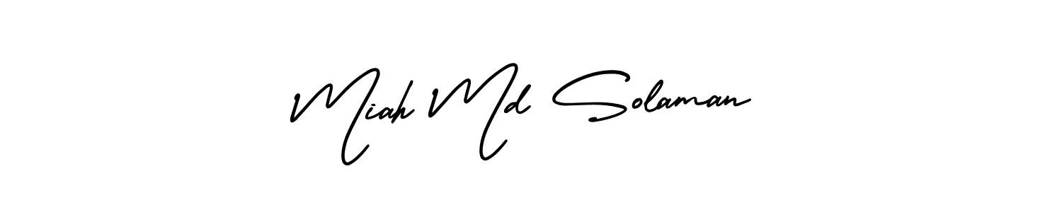 The best way (AmerikaSignatureDemo-Regular) to make a short signature is to pick only two or three words in your name. The name Miah Md Solaman include a total of six letters. For converting this name. Miah Md Solaman signature style 3 images and pictures png