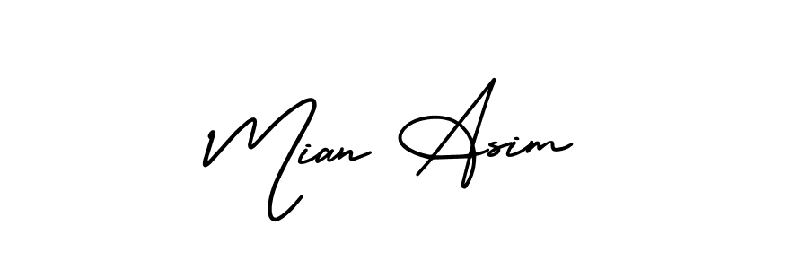 This is the best signature style for the Mian Asim name. Also you like these signature font (AmerikaSignatureDemo-Regular). Mix name signature. Mian Asim signature style 3 images and pictures png