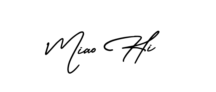 How to make Miao Hi name signature. Use AmerikaSignatureDemo-Regular style for creating short signs online. This is the latest handwritten sign. Miao Hi signature style 3 images and pictures png