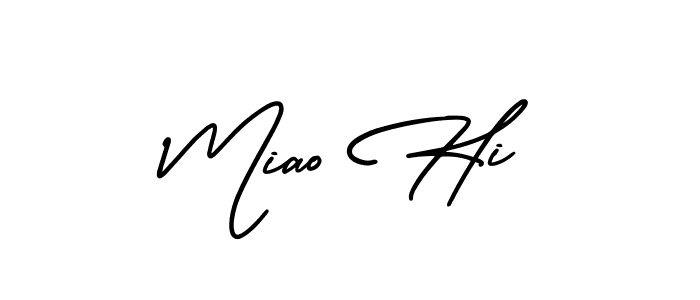 How to make Miao Hi name signature. Use AmerikaSignatureDemo-Regular style for creating short signs online. This is the latest handwritten sign. Miao Hi signature style 3 images and pictures png