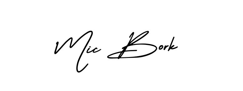 AmerikaSignatureDemo-Regular is a professional signature style that is perfect for those who want to add a touch of class to their signature. It is also a great choice for those who want to make their signature more unique. Get Mic Bork name to fancy signature for free. Mic Bork signature style 3 images and pictures png