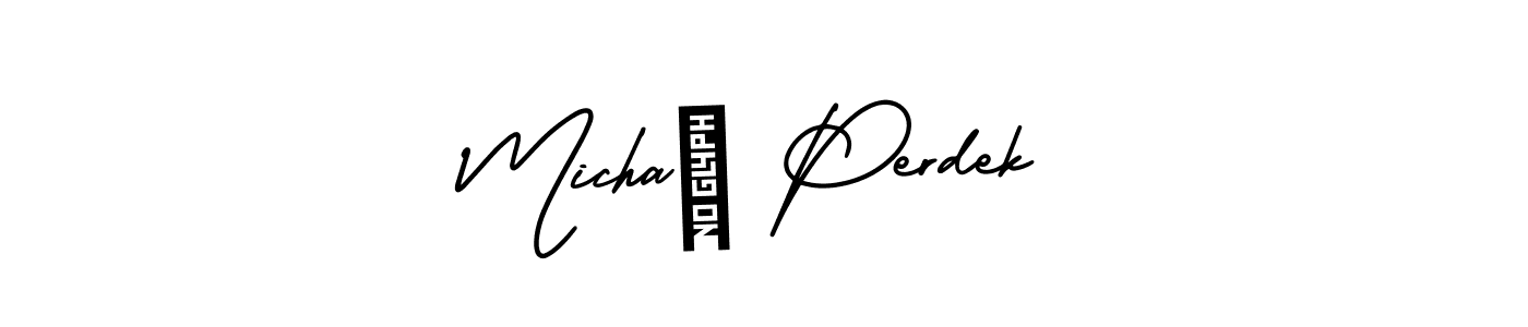 The best way (AmerikaSignatureDemo-Regular) to make a short signature is to pick only two or three words in your name. The name Michał Perdek include a total of six letters. For converting this name. Michał Perdek signature style 3 images and pictures png