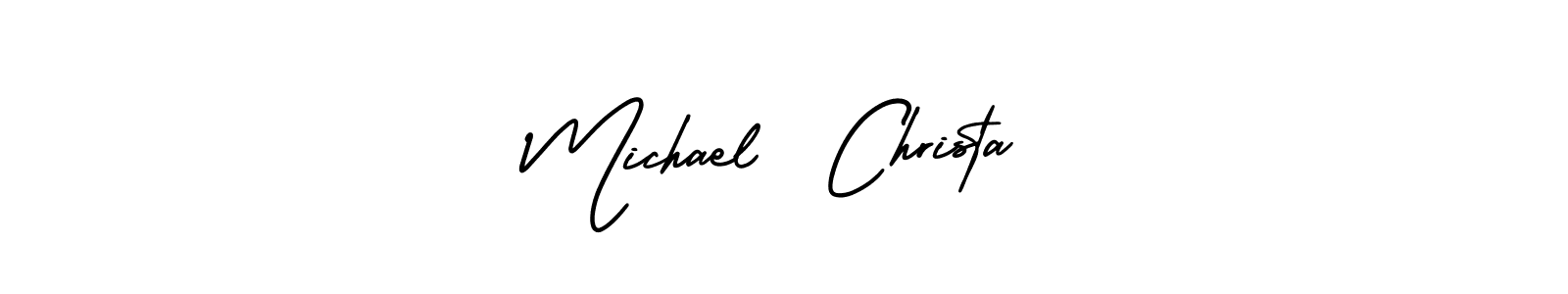 The best way (AmerikaSignatureDemo-Regular) to make a short signature is to pick only two or three words in your name. The name Michael  Christa include a total of six letters. For converting this name. Michael  Christa signature style 3 images and pictures png