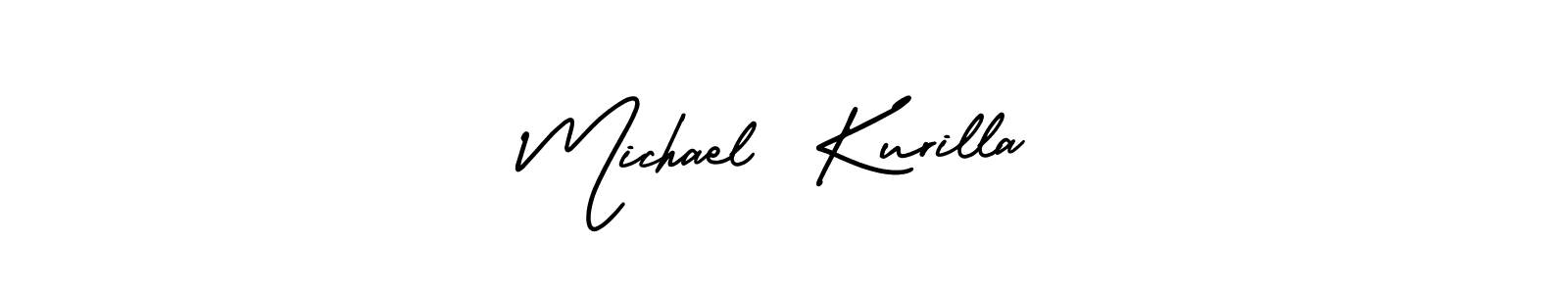 You should practise on your own different ways (AmerikaSignatureDemo-Regular) to write your name (Michael  Kurilla) in signature. don't let someone else do it for you. Michael  Kurilla signature style 3 images and pictures png