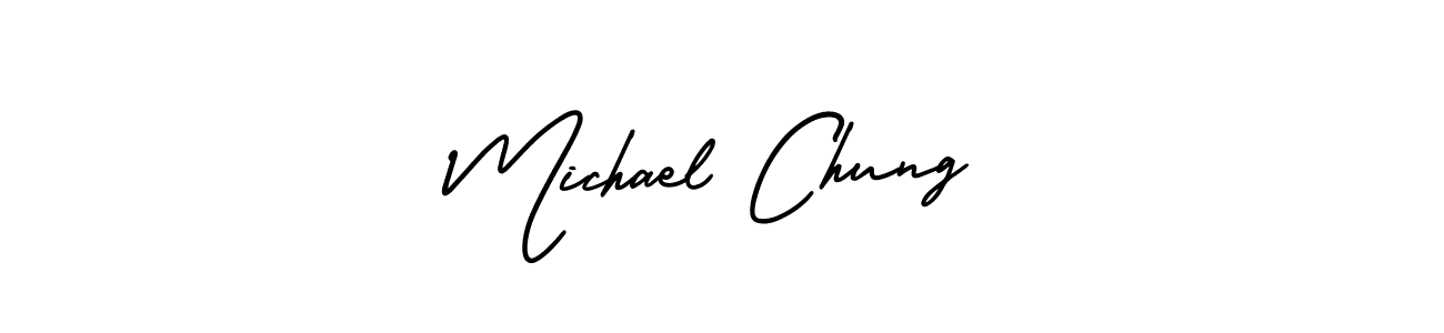 You should practise on your own different ways (AmerikaSignatureDemo-Regular) to write your name (Michael Chung) in signature. don't let someone else do it for you. Michael Chung signature style 3 images and pictures png