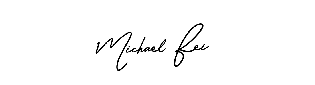 This is the best signature style for the Michael Fei name. Also you like these signature font (AmerikaSignatureDemo-Regular). Mix name signature. Michael Fei signature style 3 images and pictures png