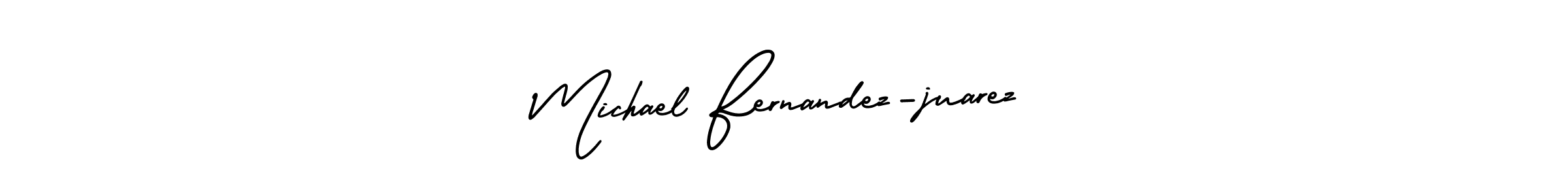 This is the best signature style for the Michael Fernandez-juarez name. Also you like these signature font (AmerikaSignatureDemo-Regular). Mix name signature. Michael Fernandez-juarez signature style 3 images and pictures png
