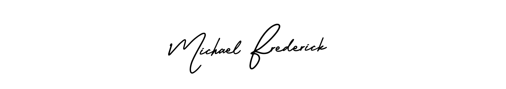 How to make Michael Frederick name signature. Use AmerikaSignatureDemo-Regular style for creating short signs online. This is the latest handwritten sign. Michael Frederick signature style 3 images and pictures png