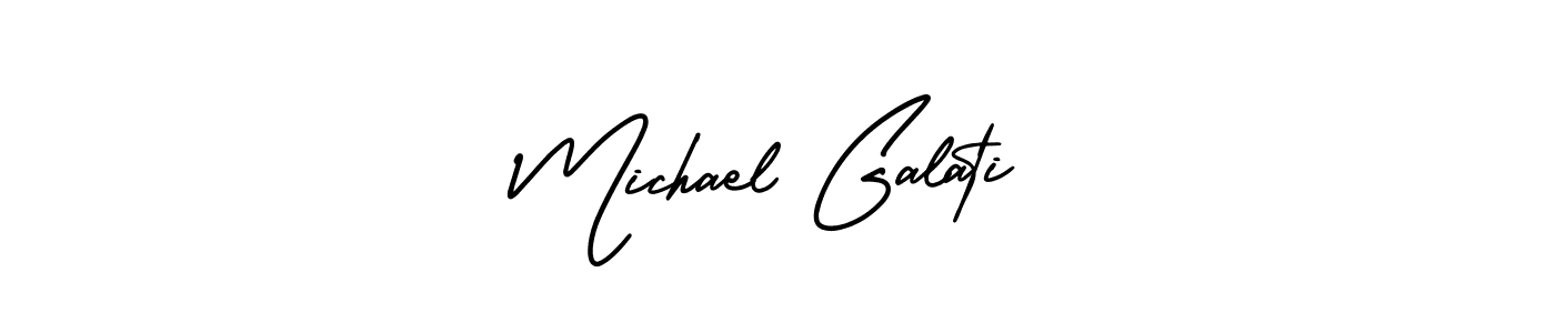 You should practise on your own different ways (AmerikaSignatureDemo-Regular) to write your name (Michael Galati) in signature. don't let someone else do it for you. Michael Galati signature style 3 images and pictures png