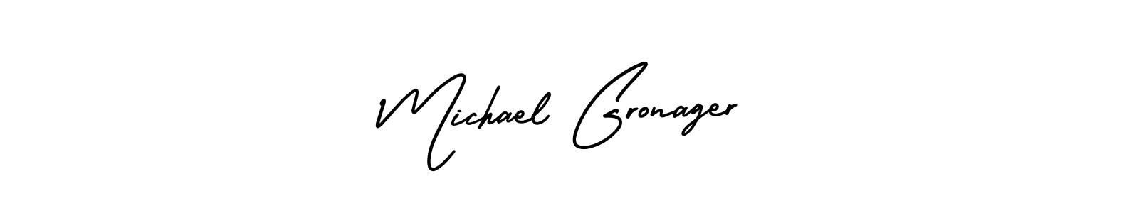 The best way (AmerikaSignatureDemo-Regular) to make a short signature is to pick only two or three words in your name. The name Michael Gronager include a total of six letters. For converting this name. Michael Gronager signature style 3 images and pictures png