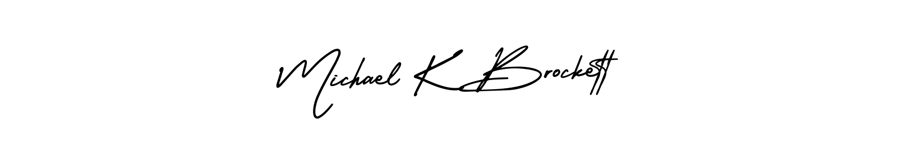 This is the best signature style for the Michael K Brockett name. Also you like these signature font (AmerikaSignatureDemo-Regular). Mix name signature. Michael K Brockett signature style 3 images and pictures png