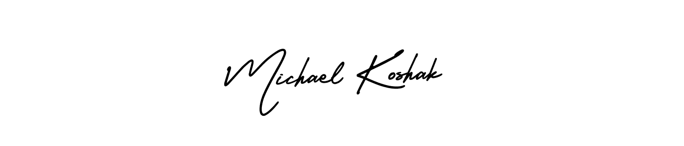 The best way (AmerikaSignatureDemo-Regular) to make a short signature is to pick only two or three words in your name. The name Michael Koshak include a total of six letters. For converting this name. Michael Koshak signature style 3 images and pictures png