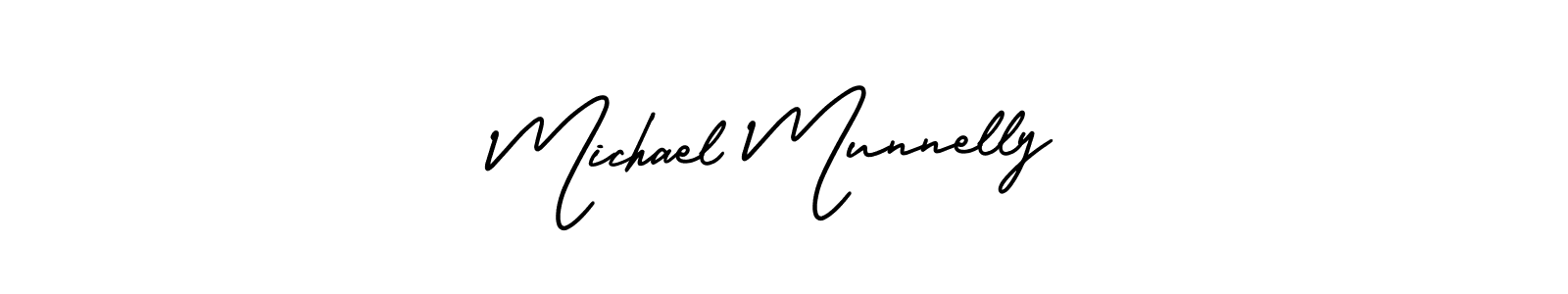 You should practise on your own different ways (AmerikaSignatureDemo-Regular) to write your name (Michael Munnelly) in signature. don't let someone else do it for you. Michael Munnelly signature style 3 images and pictures png