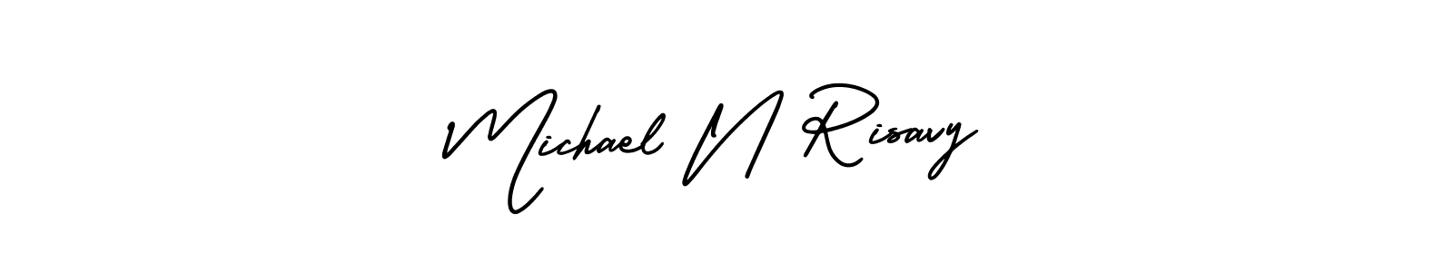 Michael N Risavy stylish signature style. Best Handwritten Sign (AmerikaSignatureDemo-Regular) for my name. Handwritten Signature Collection Ideas for my name Michael N Risavy. Michael N Risavy signature style 3 images and pictures png