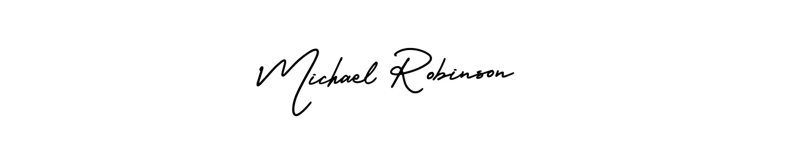 You should practise on your own different ways (AmerikaSignatureDemo-Regular) to write your name (Michael Robinson) in signature. don't let someone else do it for you. Michael Robinson signature style 3 images and pictures png