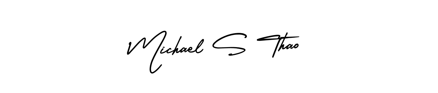 It looks lik you need a new signature style for name Michael S Thao. Design unique handwritten (AmerikaSignatureDemo-Regular) signature with our free signature maker in just a few clicks. Michael S Thao signature style 3 images and pictures png