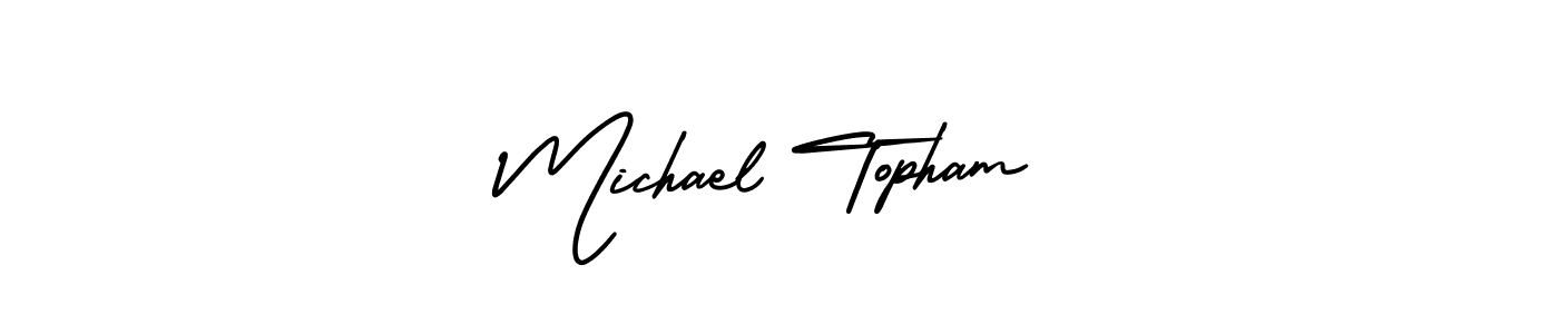 You should practise on your own different ways (AmerikaSignatureDemo-Regular) to write your name (Michael Topham) in signature. don't let someone else do it for you. Michael Topham signature style 3 images and pictures png