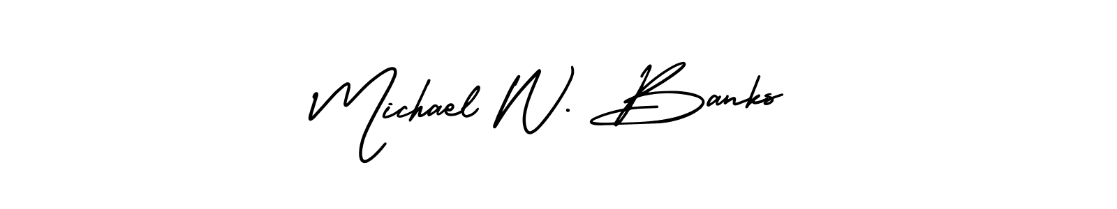 The best way (AmerikaSignatureDemo-Regular) to make a short signature is to pick only two or three words in your name. The name Michael W. Banks include a total of six letters. For converting this name. Michael W. Banks signature style 3 images and pictures png