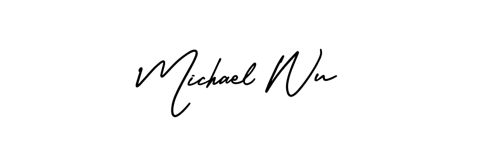 You should practise on your own different ways (AmerikaSignatureDemo-Regular) to write your name (Michael Wu) in signature. don't let someone else do it for you. Michael Wu signature style 3 images and pictures png