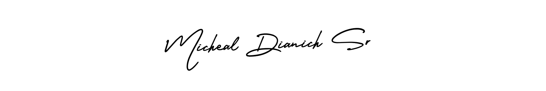 The best way (AmerikaSignatureDemo-Regular) to make a short signature is to pick only two or three words in your name. The name Micheal Dianich Sr include a total of six letters. For converting this name. Micheal Dianich Sr signature style 3 images and pictures png